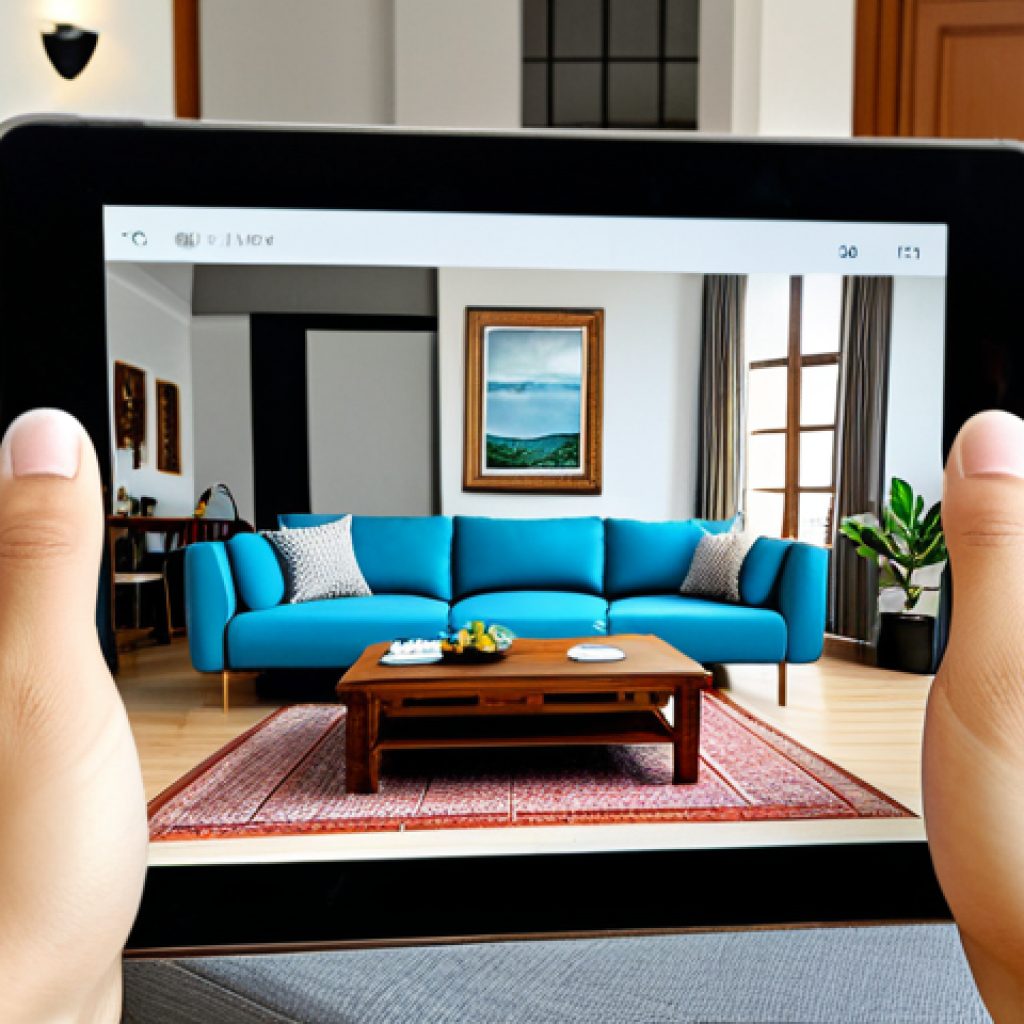 ** A Malaysian family is using an AR app on their tablet to see how a new sofa would look in their living room. The app overlays a digital image of the sofa onto the real-world view from the tablet's camera. The room is brightly lit and features typical Malaysian decor.
   *Prompt:* "Malaysian family, living room, AR app, sofa, tablet, modern interior, brightly lit, appropriate attire, safe for work, fully clothed, professional photography, perfect anatomy, natural proportions, modest setting."

**
