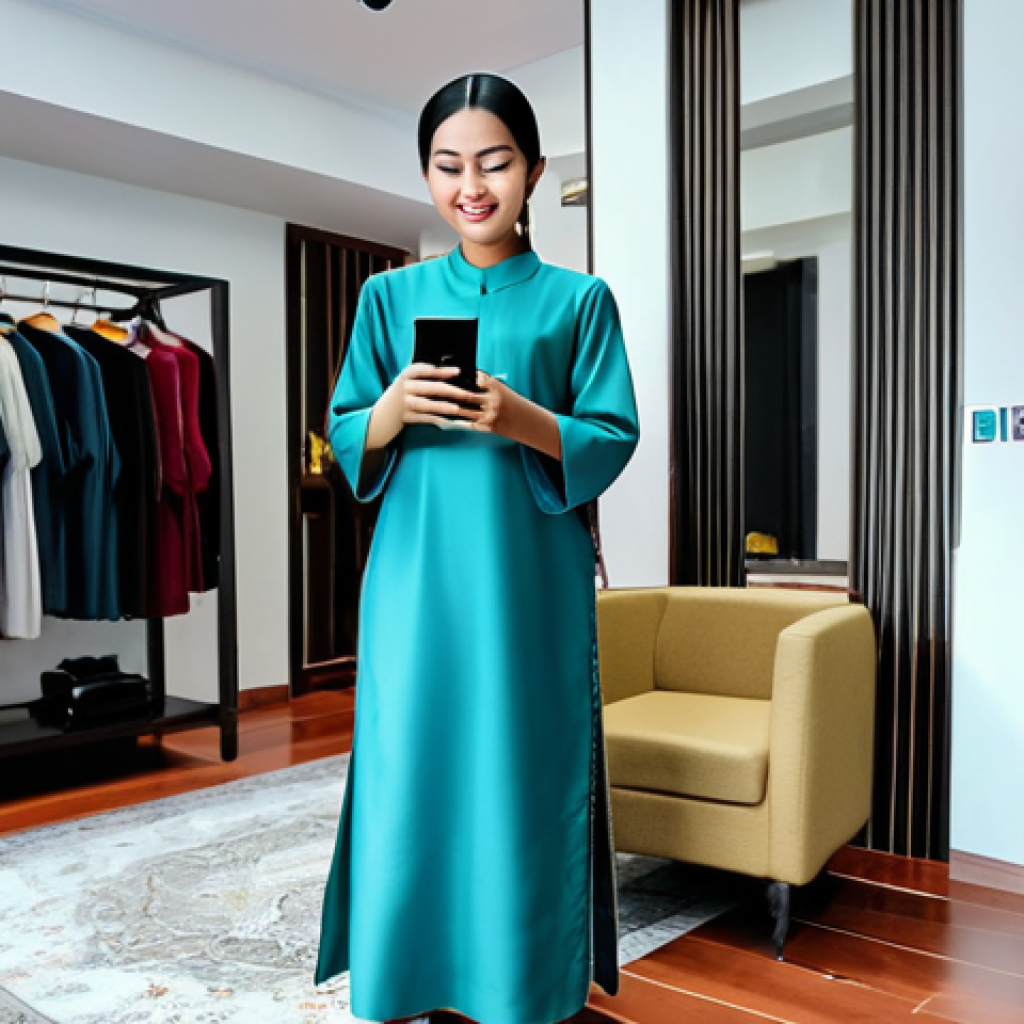 증강 현실 기술의 실증 연구 - AR Shopping**

"A young woman in Malaysia using an AR app on her smartphone to virtually try on a *b...