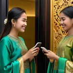 증강 현실 콘텐츠 제작 방법 - **Prompt:** A cheerful young Malaysian woman (late teens) stands in a modern, brightly lit boutique,...