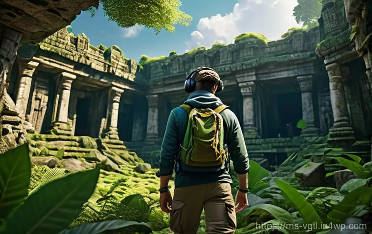 가상 현실 콘텐츠의 미래 예측 - **Prompt 1: Immersive Ancient World Exploration**
A young adult explorer, dressed in practical o...