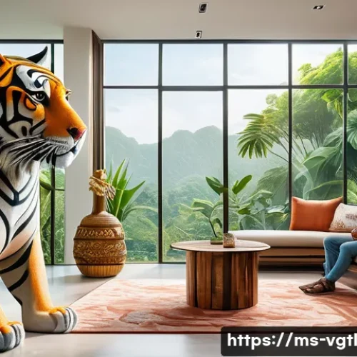 증강 현실의 향후 발전 방향 - A modern Malaysian living room scene with a middle-aged Malay man interacting naturally with a 3D ho...