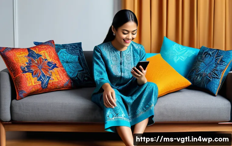 증강 현실을 통한 혁신적 소비 경험 - A young Malay woman using an augmented reality (AR) app on her smartphone to virtually try on modern...