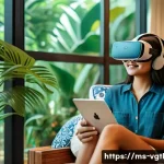 가상 현실의 상업적 응용 사례 - A modern Malaysian living room interior with a young Malay woman wearing casual clothes and modest u...