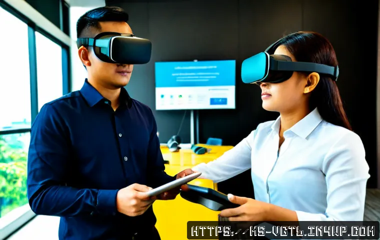 가상 현실에서의 기업 훈련 효과성 - Photorealistic Malaysian corporate training session in a modern Kuala Lumpur office, diverse Southea...